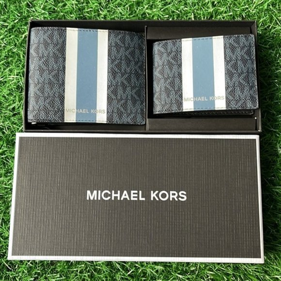 Michael Kors Men`s Gifting Bifold 3 in 1 Wallet Box Set Admiral Multi - Picture 1 of 13
